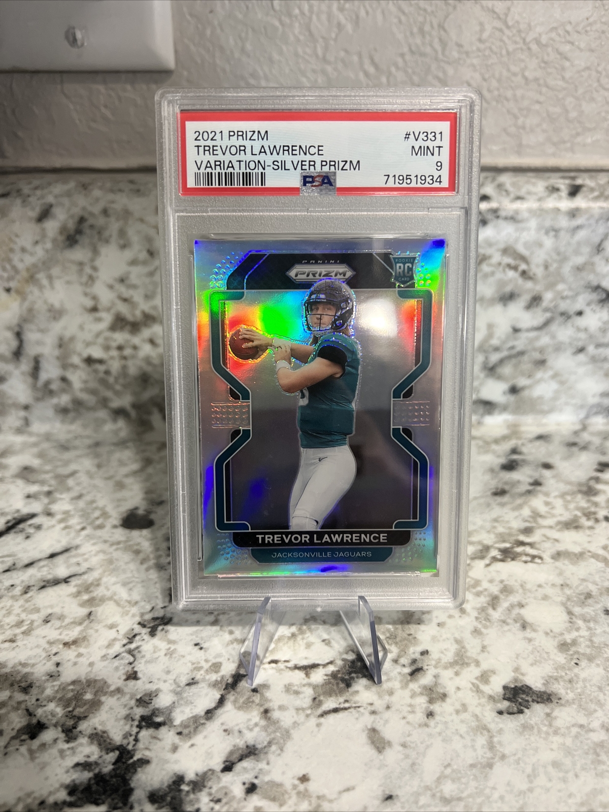 2021 Panini Silver Prizm #V331 Trevor Lawrence Jaguars RC Rookie Variation PSA 9