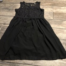 Womens Black Embroidered Lace And Sleevless Dress Sz Large SEE MEASUREMENTS