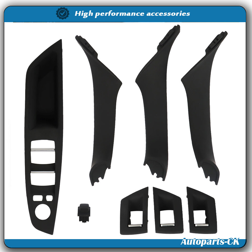 7pcs black Inner Door Panel Handle Pull Trim Cover Set for BMW 5