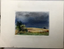 Franz Ehmke 1928-2018 GDR Painter Fields Pastel Tree And Ripe Rape Blankenfelde