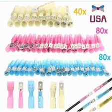 Heat Shrink Male Female Spade Electrical Wire Connectors Crimp Terminals Set