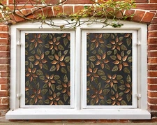 3D Flower Leaves A321 Window Film Print Sticker Cling Stained Glass UV Sinsin