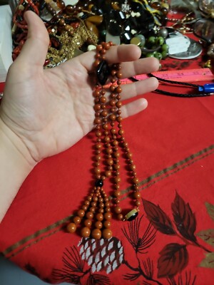 Vintage Asian Export Red Jasper Onyx Statement Necklace