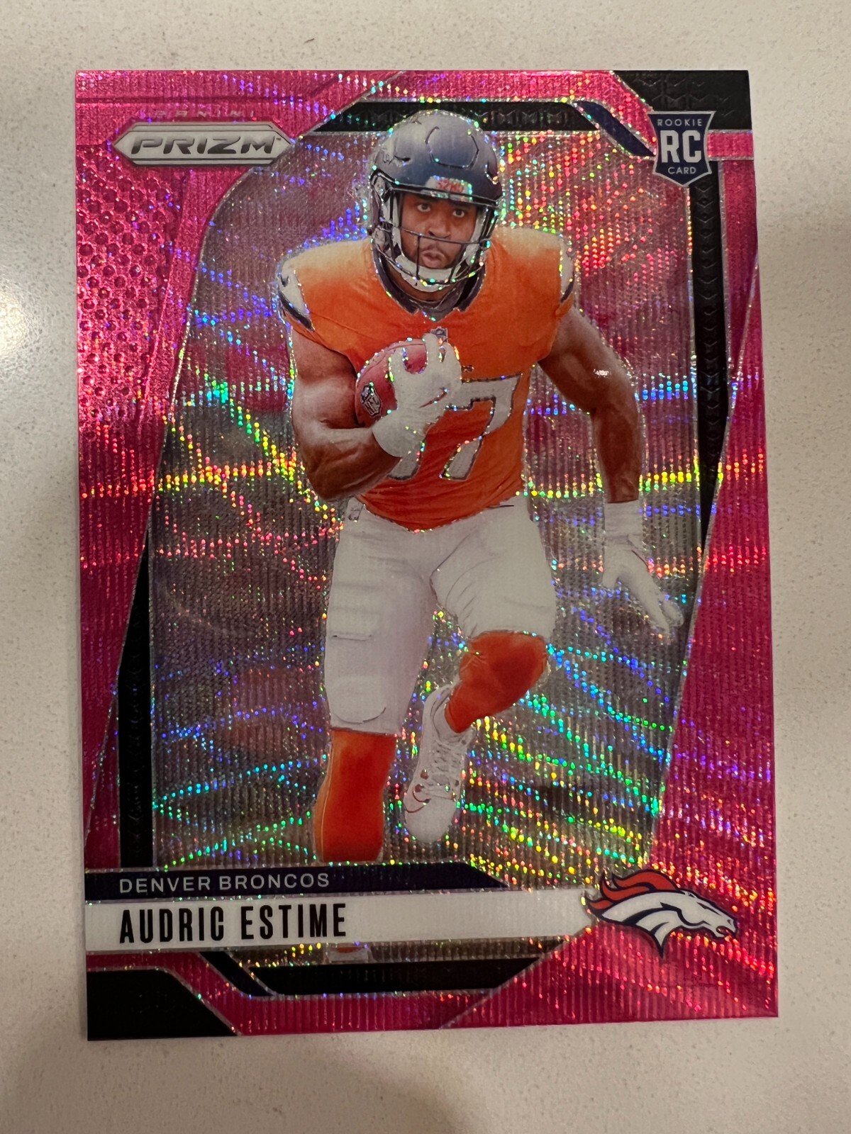 2024 Panini Prizm - Audric Estime ( Denver Broncos ) Rookie RC Pink Wave #306
