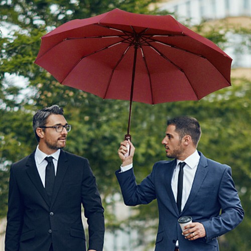 Automatic Open & Close Travel Umbrella Stormproof for Men & Women (Red) - Picture 5 of 9