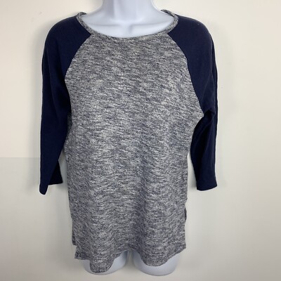 Aerie Gray Navy Raglan Top sz XS Long Sleeve Athleisure Normcore Everyday Chic