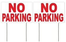 4LessCo 8x12 Inch NO Parking Yard Sign with Stake wb - 2 Pack inches
