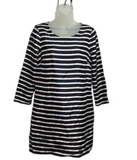 J. CREW Navy Red White JULES DRESS IN STRIPE SILK TWILL 3/4 Sleeve Shift Size 2