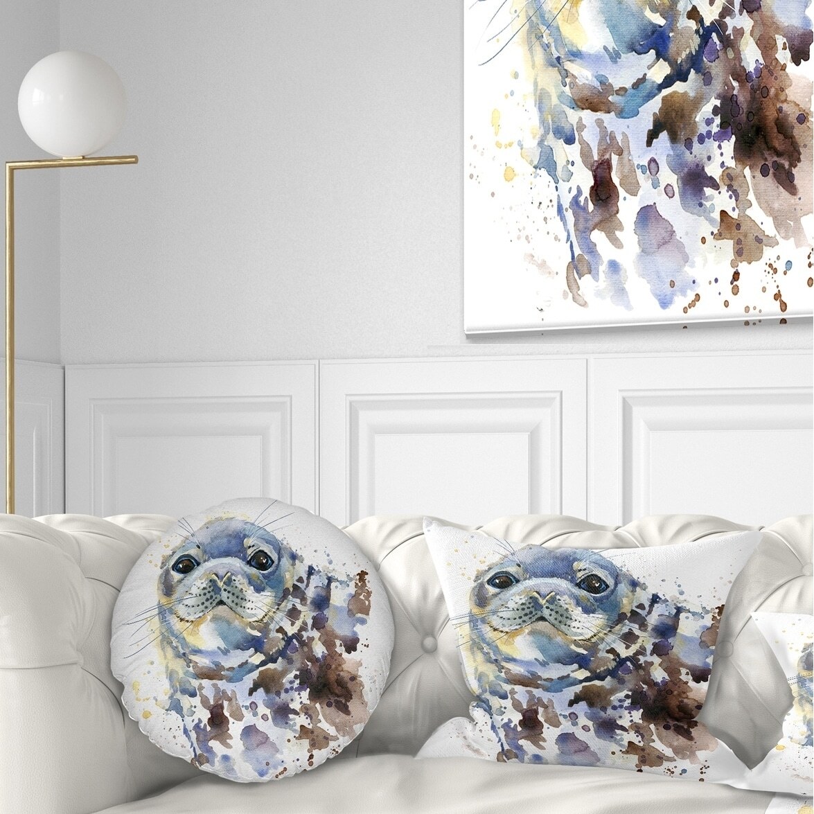 Designart 'Blue Marine Seal Watercolor' Contemporary Animal