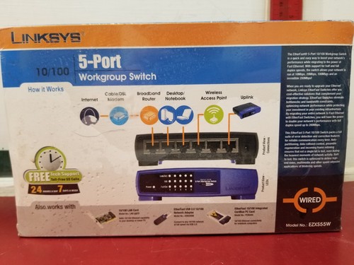 NEW Linksys EtherFast EZXS55W External Switch W/Five 10/100 RJ-45 ports - Picture 4 of 6