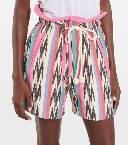 Isabel Marant Etoile New Inima Jacquard Cotton Colorful Drawstring Shorts M 38