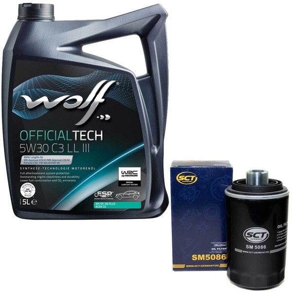 MotoröL Set 5W30 5 Liter + ÖLfilter SM 5086 FüR Audi A5 A6 Seat Skoda VW Passat-image