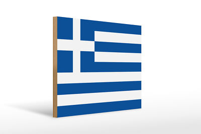 Holzschild Flagge Griechenlands 40x30 cm Flag of Greece Deko Schild wooden sign