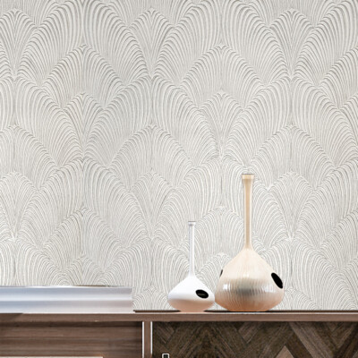 Arthouse wave light gray off white faux fabric textured wallpaper 3D illusion
