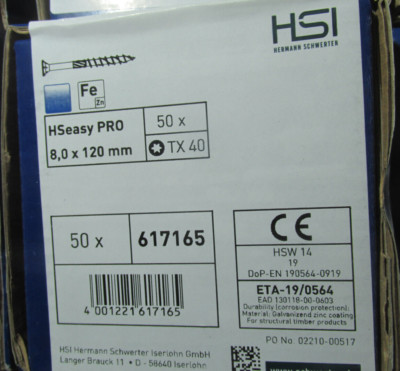 Holzbauschrauben 8,0x120mm Seko HSeasy PRO  50Stück T40  Konstruktion .  H2Reg3a