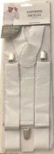 NEW In Package Amscan Inc. Men’s & Kids Suspenders White Silver Ages 6+ 