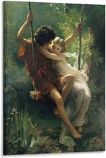 Springtime by Pierre Auguste Cot, Romantic Lover Swinging Canvas Art Poster