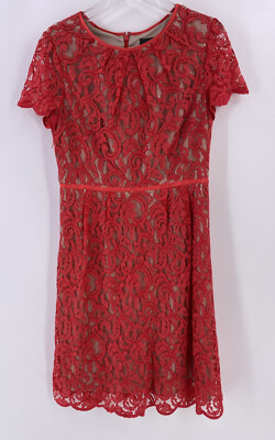 Adrianna Papell Red Dress Womens 10 Crochet Lace Lining Shift | eBay Adrianna Papell Red Dress Womens 10 Crochet Lace Lining Shift | eBay