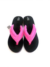 NEW No Boundaries Wedge Terry Pink Black Flip Flop Sandals Women Size 10