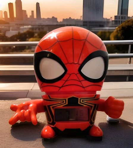 Marvel ultimate SPIDER MAN Bulb Botz Light Up Figure Alarm Clock - TESTED WORKS 