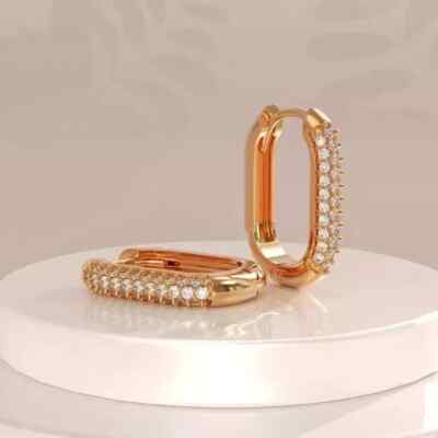 Simulated Diamond Women's Hoop Earring 14K Yellow Gold Plated 1.00Ct Round Cut