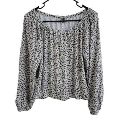 Anthropologie Blouse Womens Size XS Cheetah Print PLong Sleeve Stretch Top