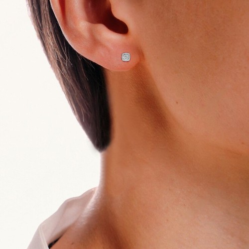1/8 cttw Lab Created Diamond Stud Earrings in .925 Sterling Silver Prong Set - 第 4/6 張圖片