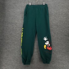 Disney Jogger Womens M Medium Green Sweatpants Mickey Mouse Graphic Drawstring