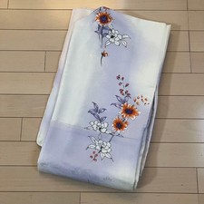 Pure Silk All-Over Pattern Kimono Light Purple Japan Used