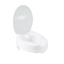 Drive Raised 4” Toilet Seat with Lock and Lid Durable White Plastic, 12065