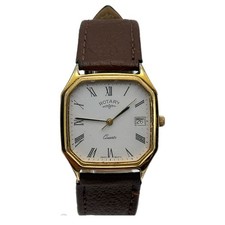 Rotary Quartz Dress Watch Gold Tone Octagon C...