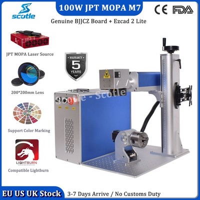 JPT 100W Mopa M7 Fiber Laser Marking Metal Engraving Machine 200*200mm & Rotary