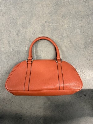 Talbots Orange/Peach Leather Shoulder Bag Pebbled Leather Handbag Classic Purse