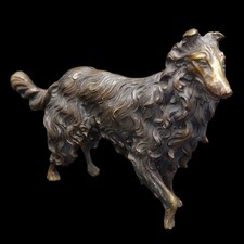 SCULTURA ANTICA IN BRONZO – CANE DA PASTORE TIPO COLLIE (PASTORE SCOZZESE) –...