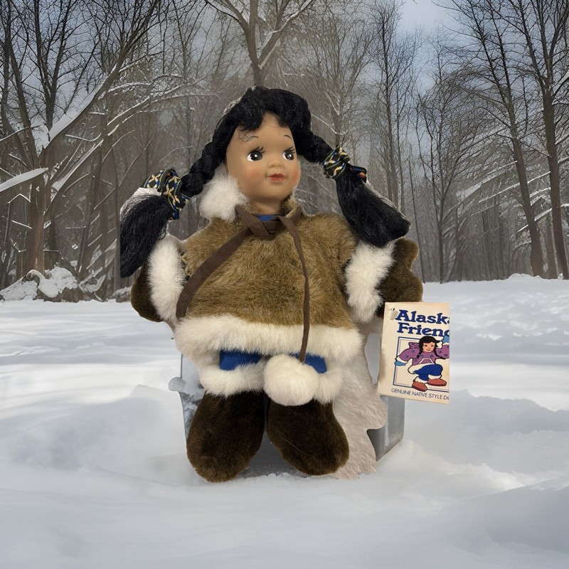 Alaskan friends, genuine, native style 10” doll handcrafted -Anchorage, Alaska.