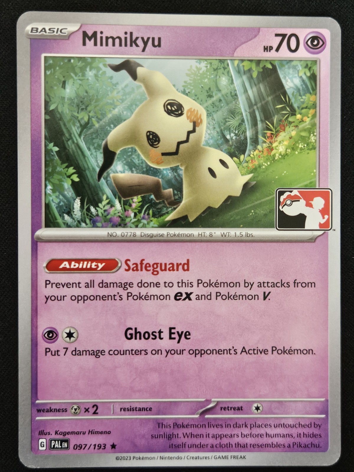 Mimikyu 097/193 Play Prize Series 4 Stamped Promo Pokemon Card NM 2023