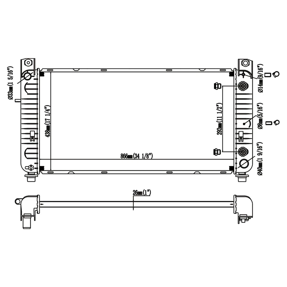 Radiator CU2423 For 2008-09 Hummer H2 1999-13 Chevrolet Silverado Suburban 1500 Foto 3 de 4