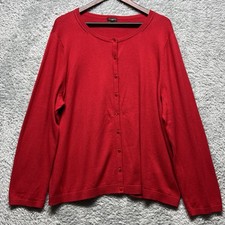 Talbots Button Up Charming Sweater Cardigan 3X Red Cashmere Blend Soft Comfort