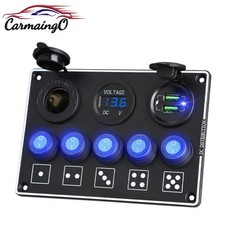 12v Toggle Ignition Switch Panel 5 Gang Voltmeter Dual Usb Racing Car Truck Boat 12v Toggle Ignition Switch Panel 5 Gang Voltmeter Dual Usb Racing Car Truck Boat
