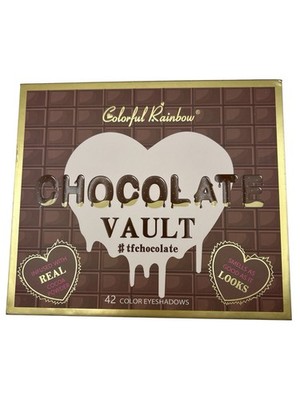Colorful Rainbow CHOCOLATE VAULT 42 Color Eyeshadow Palette w/real Cocoa Powder 