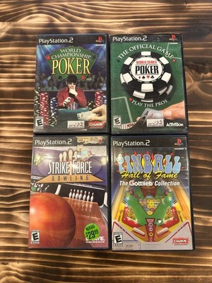 4 PS2 Game Bundle - WC Poker, Strike Force Bowling, Pinball HoF, WS Poker (AF)