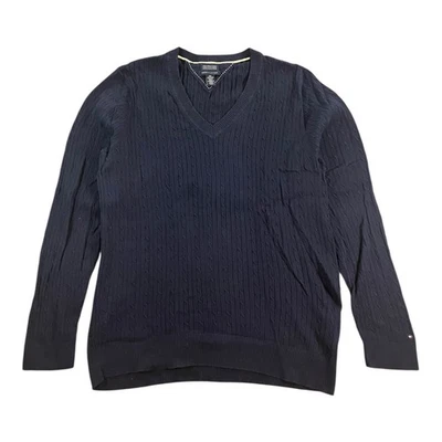 Tommy Hilfiger Pullover Damen XXL TTG Blau Baumwolle Navy V-Ausschnitt Pima - Bild 1 von 4