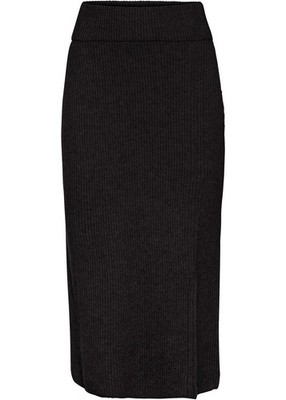 RW Strickrock mit Schlitz Gr. 36/38 Schwarz Midi-Rock Freizeitrock Casual-Skirt