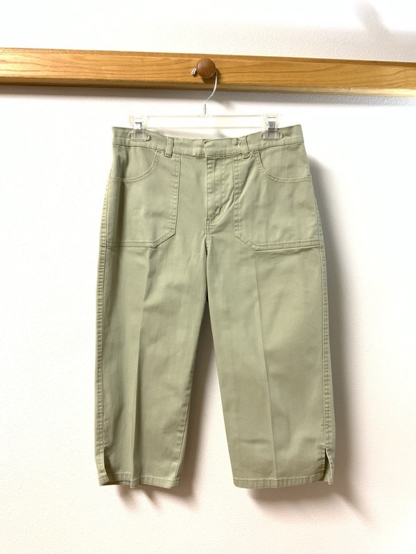 Gloria Vanderbilt Womens Sage Green Stretch Denim Cropped Capri Jeans Sz 6
