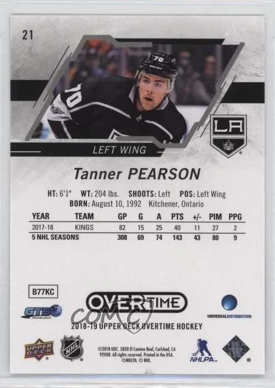 2018-19 Upper Deck Overtime Tanner Pearson #21 - Image 2 of 2