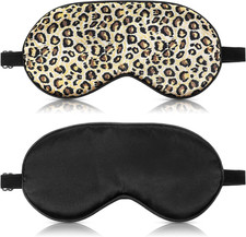 2 Pieces Silk Sleeping  with Adjustable Strap-Silk Eye  Soft Eye Cover Blindfold