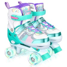 Luyata Roller Skates for Girls Boys Adjustable, 4 Size Ages 6-12  3-5, Kids Rol