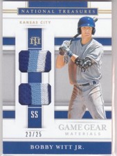 2020 National Treasures BOBBY WITT JR. RC DUAL 3 COLOR PATCH /25 GAME GEAR