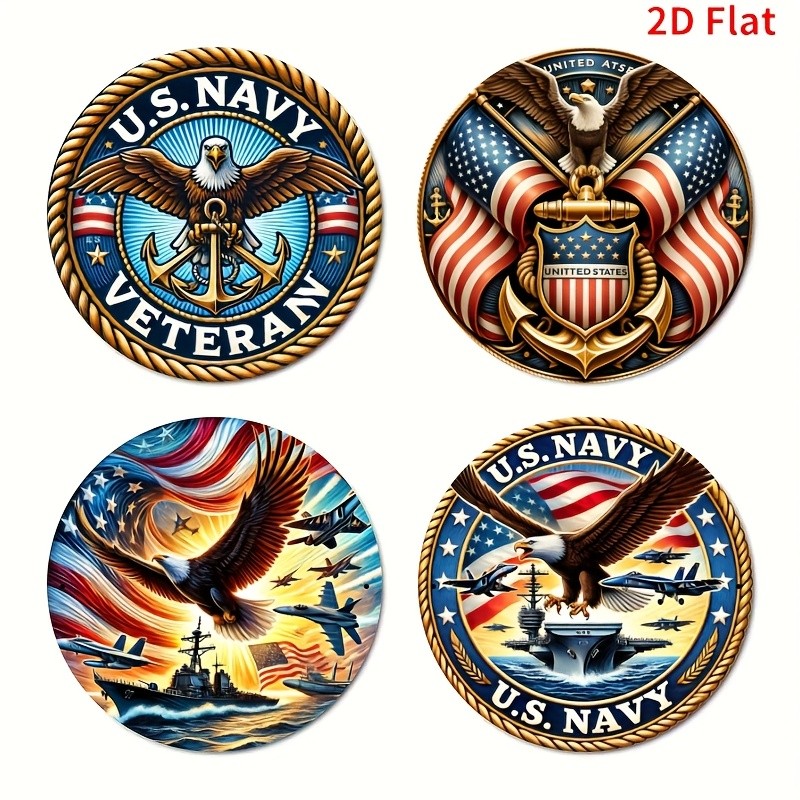 4pcs Eagle Series Round Aluminum Art - Durable Bar/Office Decor