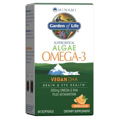 Garden of Life Minami Algae Omega 3 Vegan DHA for Brain and Eye Health - Ora...